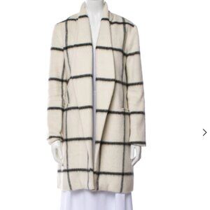 Waverly Grey Cream & Black Wool Plaid Checked COat